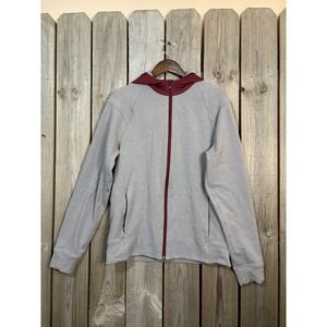 Lululemon Full Zip Hoodie Jacket Gray Burgundy Hood Men's Medium